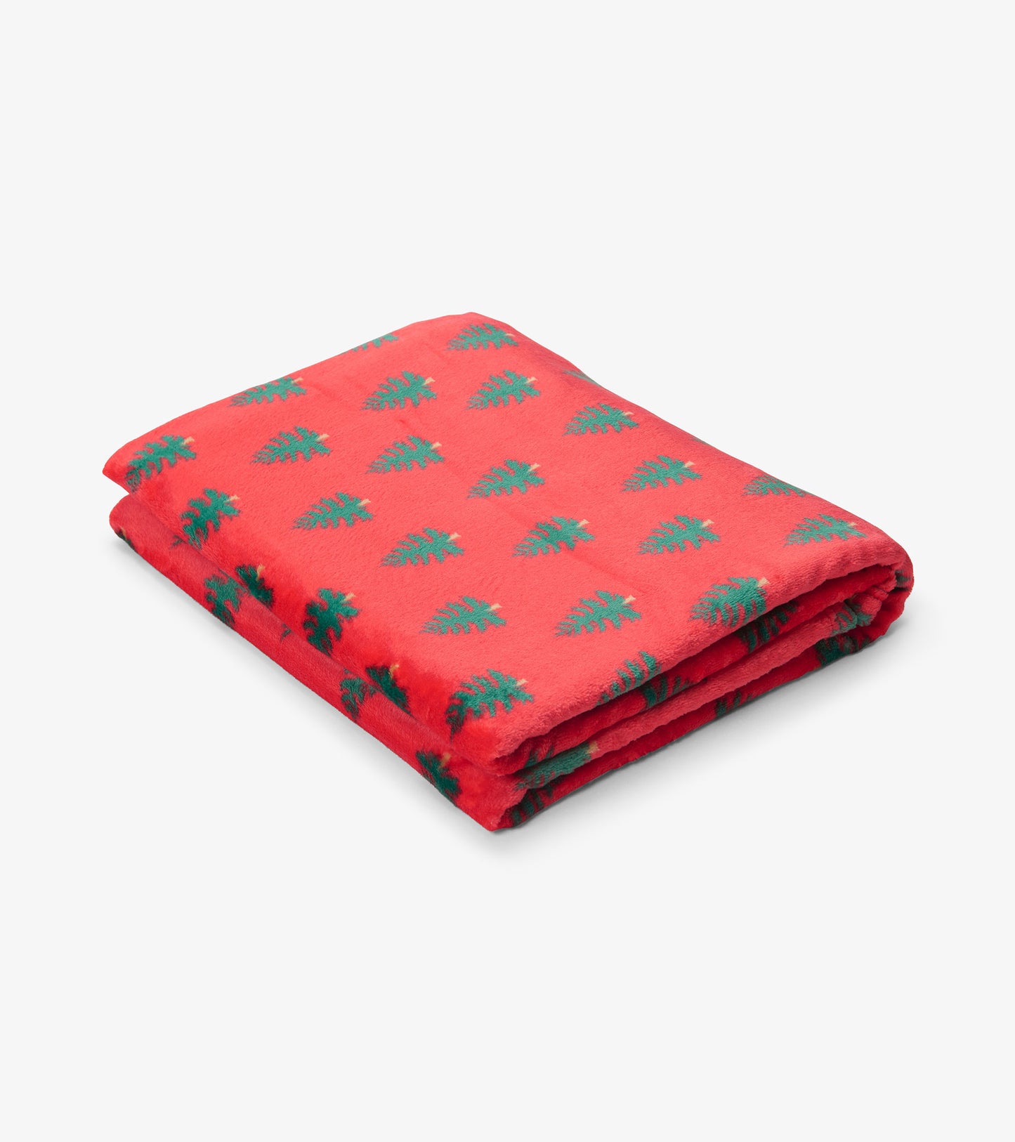 Trees On Red Fuzzy Fleece Blanket