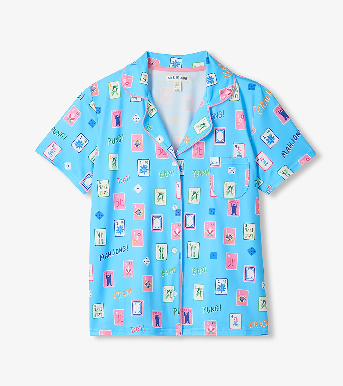 Women's Mahjong Button Down Short Polyknit Pajama Set