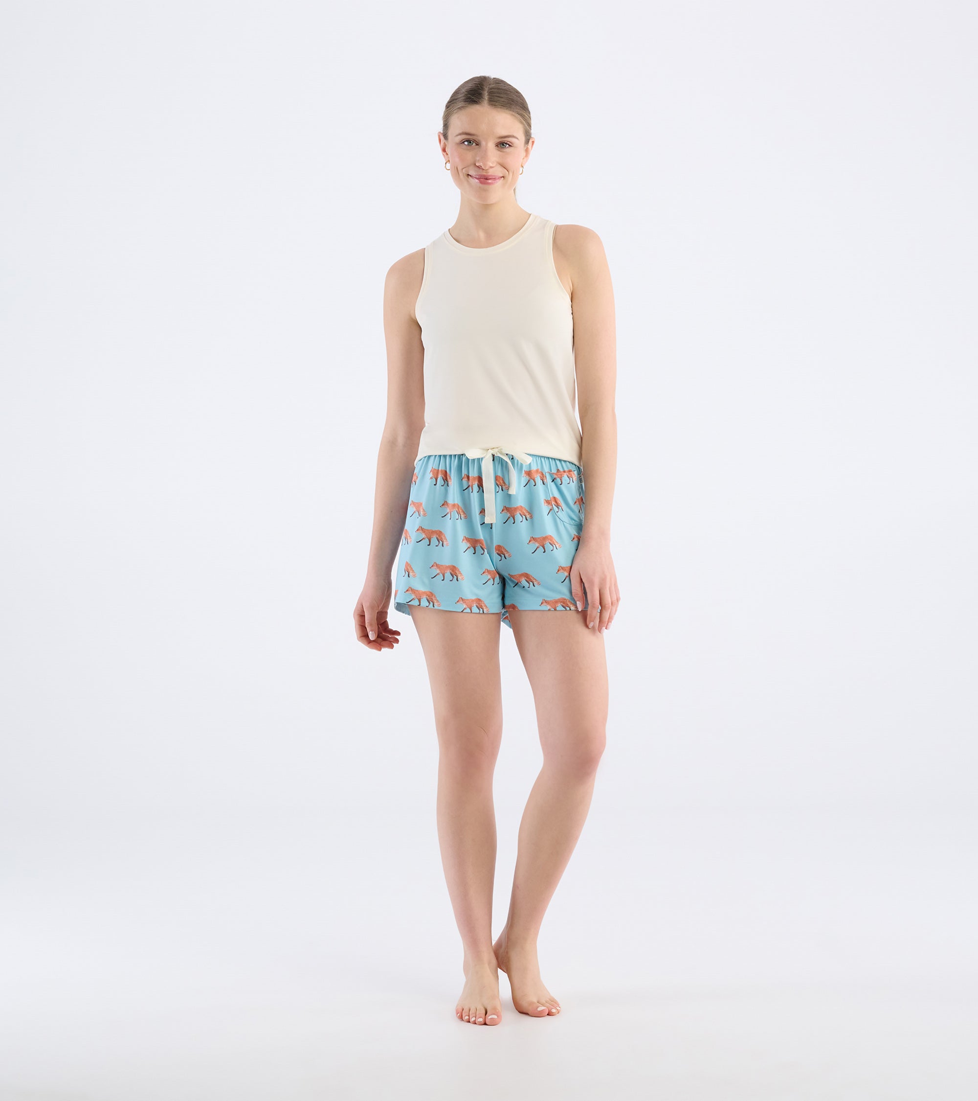 Women's Watercolour Foxes Polyknit Pajama Shorts