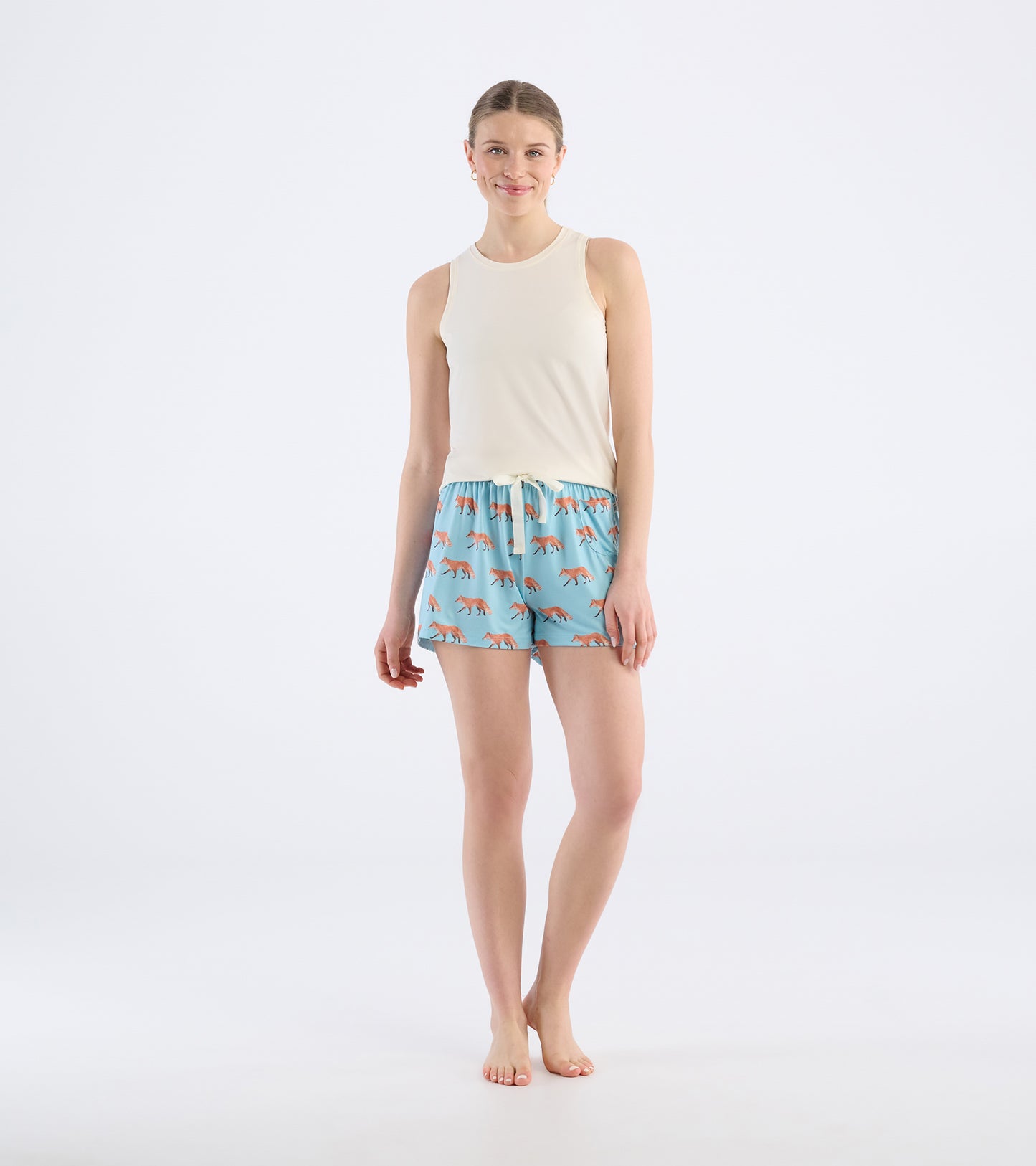 Short de pyjama pour femme – Renards aquarelle