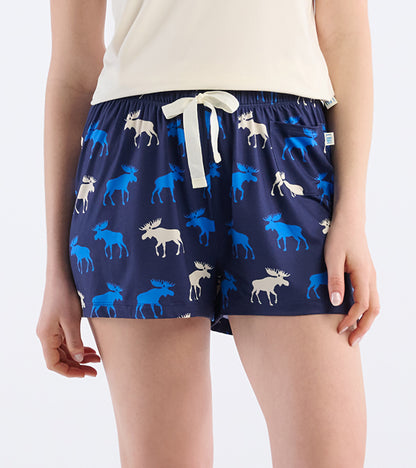 Short de pyjama pour femme – Orignaux bleus