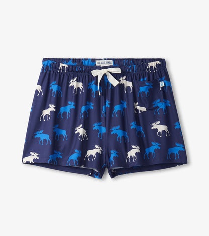 Short de pyjama pour femme – Orignaux bleus