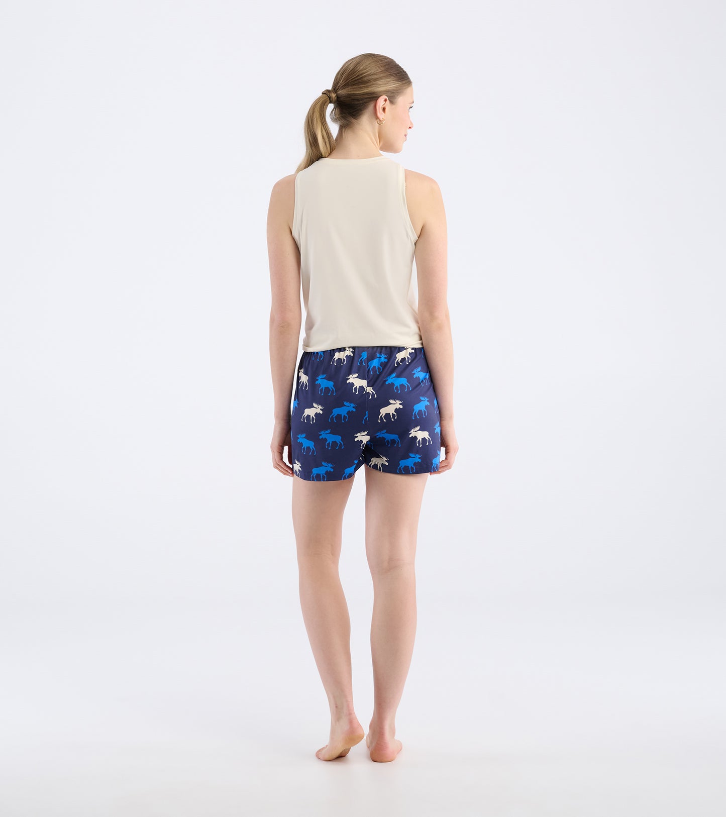 Short de pyjama pour femme – Orignaux bleus