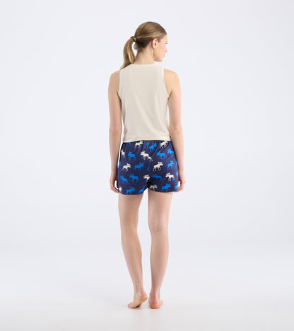 Short de pyjama pour femme – Orignaux bleus