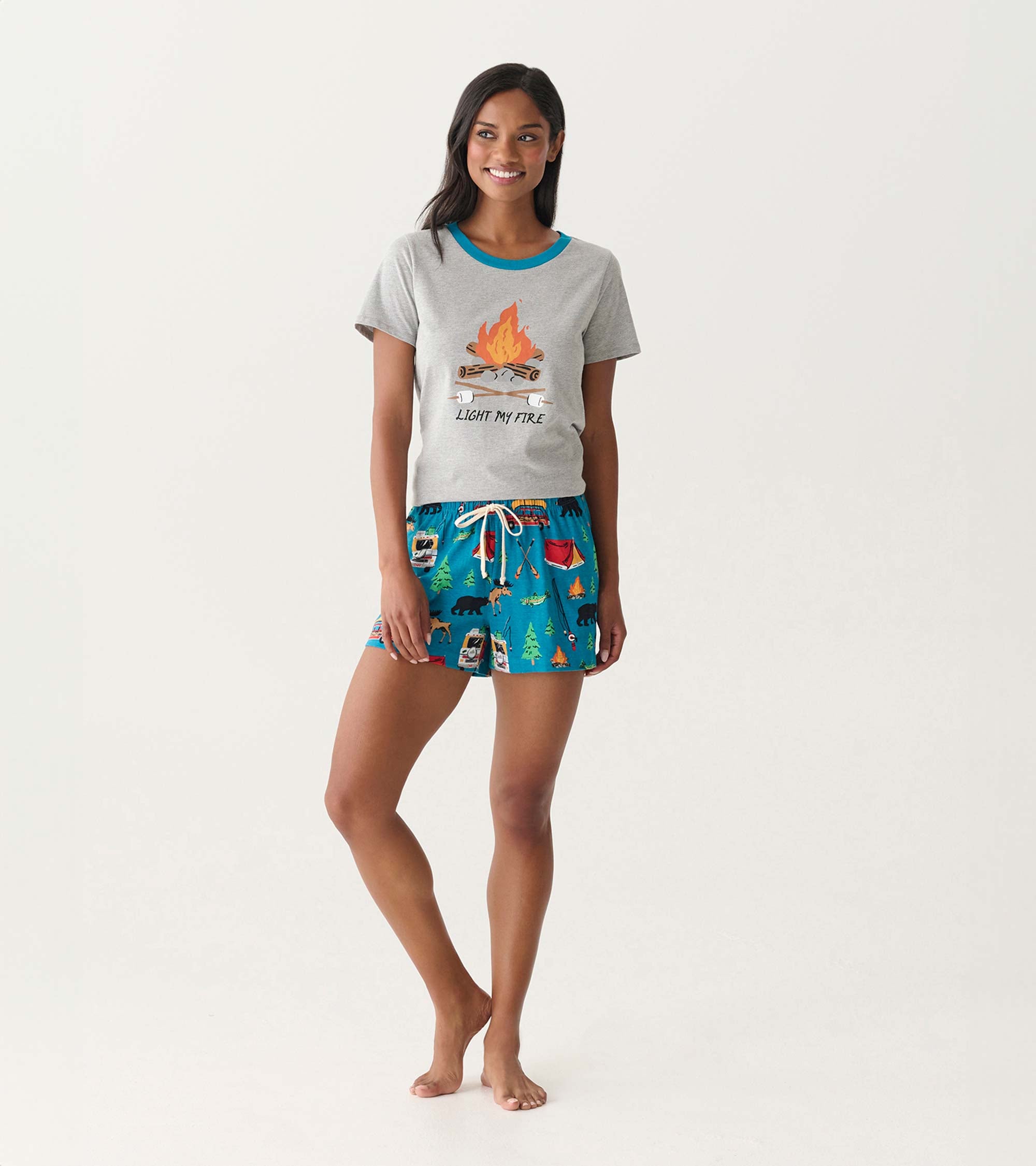 Caleçon de nuit pour femme – Camping rétro