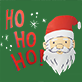 Santa face with red hat and "HO HO HO" text