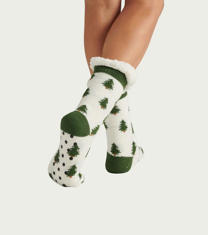 Forest Trees Women's Sherpa Lined Cabin Sock