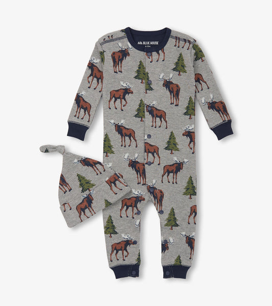 Baby Boys Wild Moose Sleeper & Hat