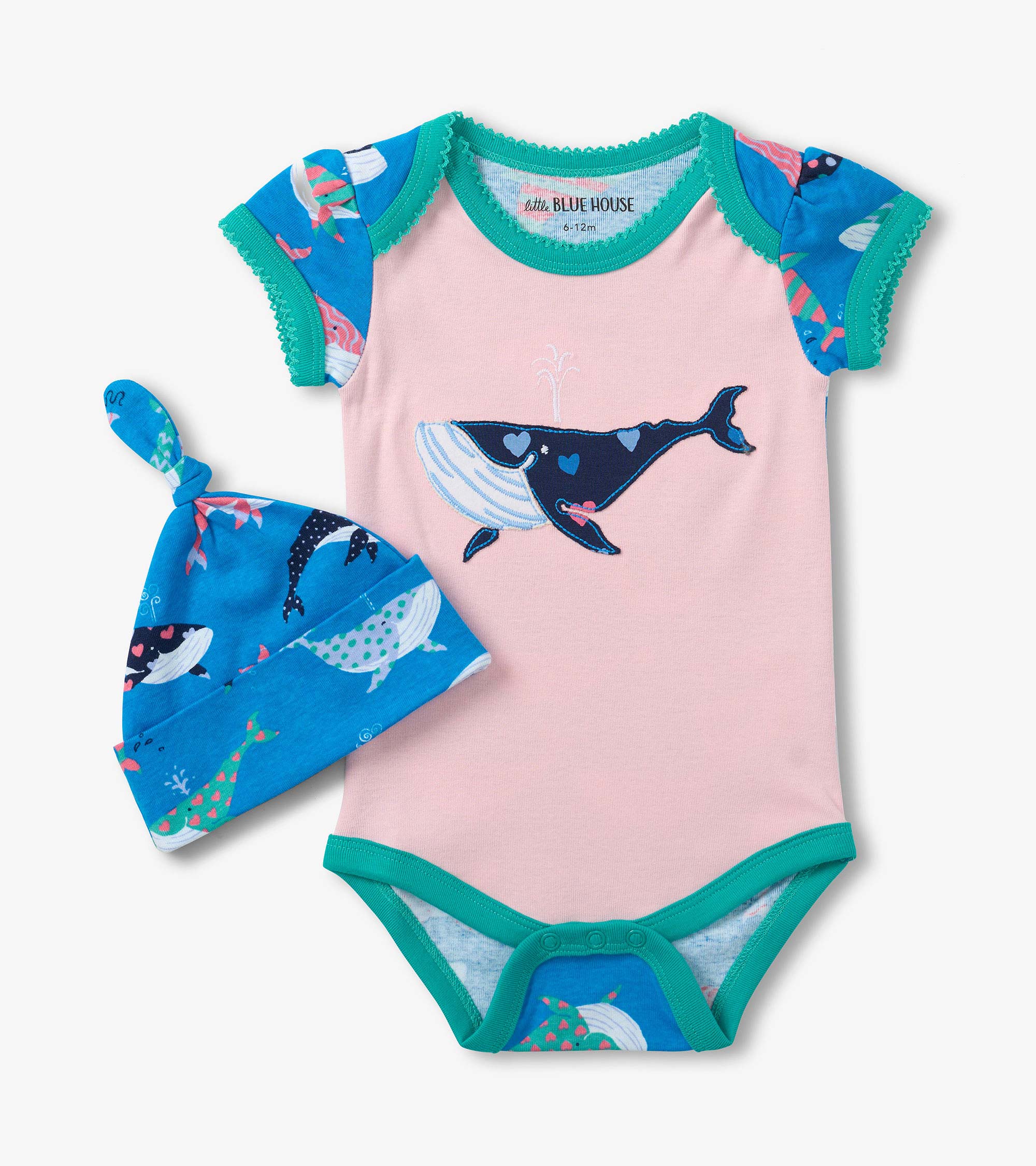 Cache-couche et bonnet – Baleines amusantes