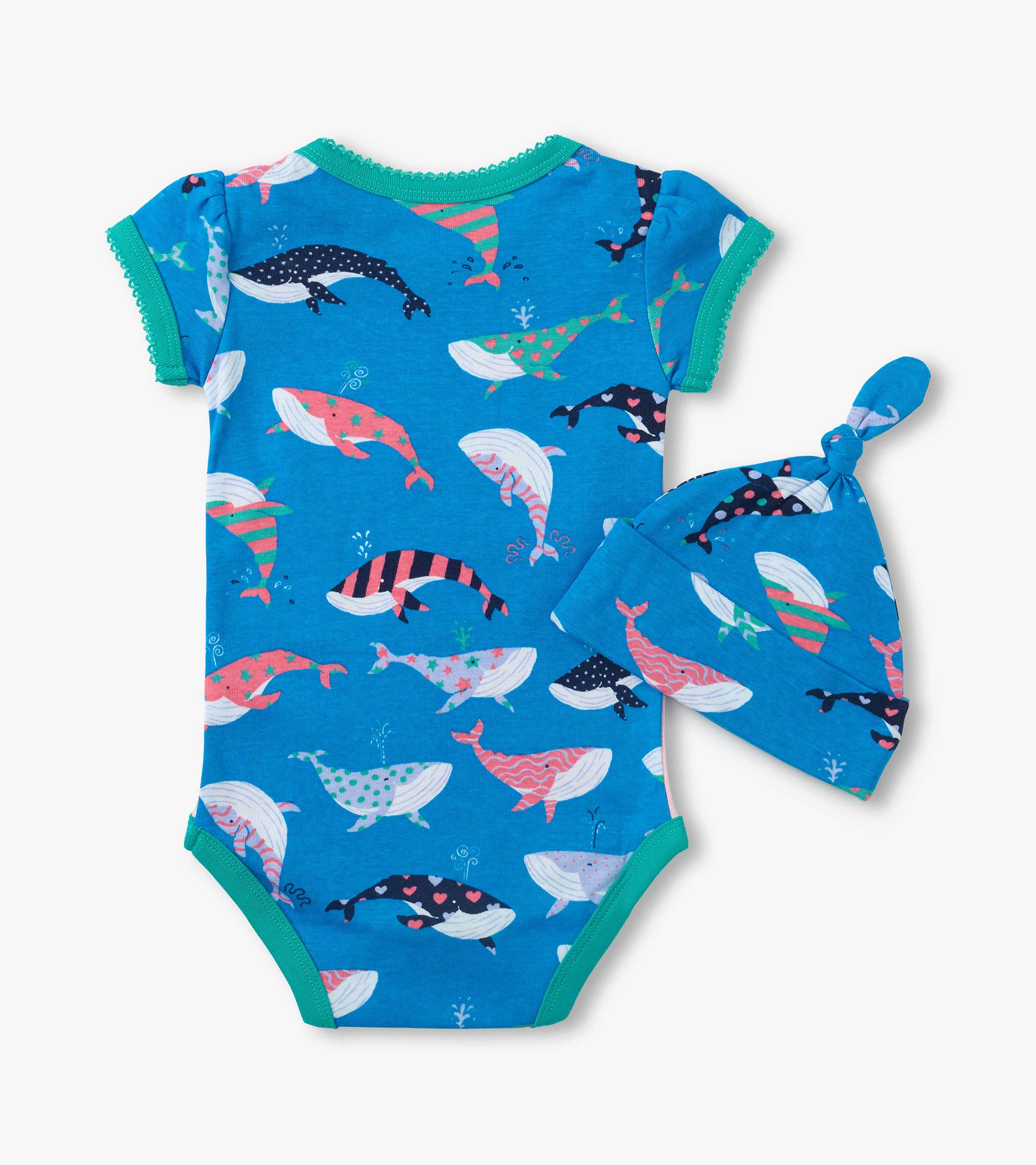 Cache-couche et bonnet – Baleines amusantes