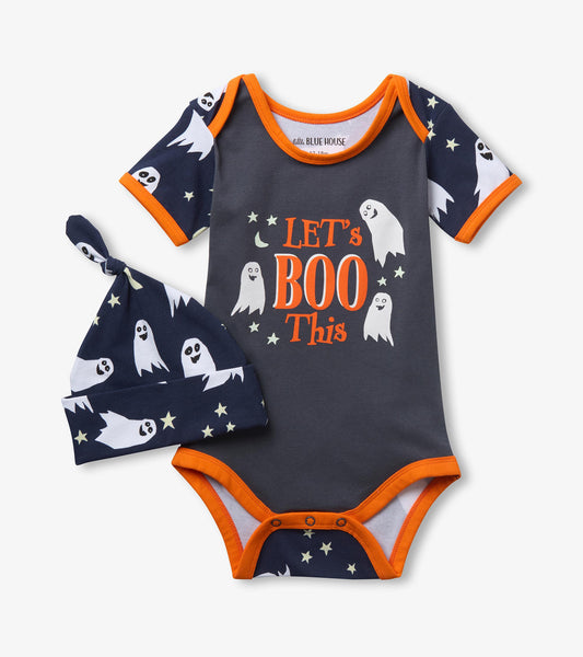 Cache-couche et bonnet pour bébé – Fantômes d'Halloween