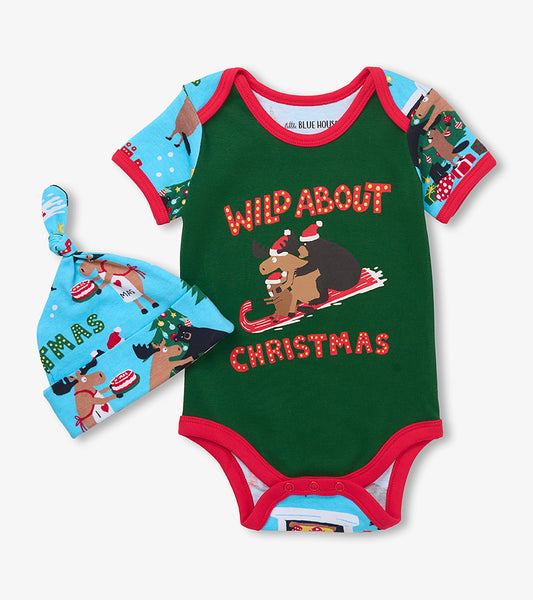 Baby Wild About Christmas Bodysuit with Hat
