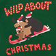 Cartoon dog riding a skateboard with text 'WILD ABOUT CHRISTMAS