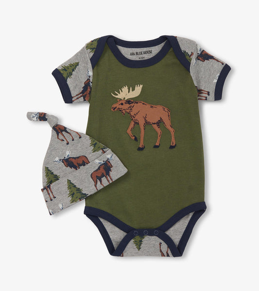 Baby Boys Wild Moose Bodysuit & Hat
