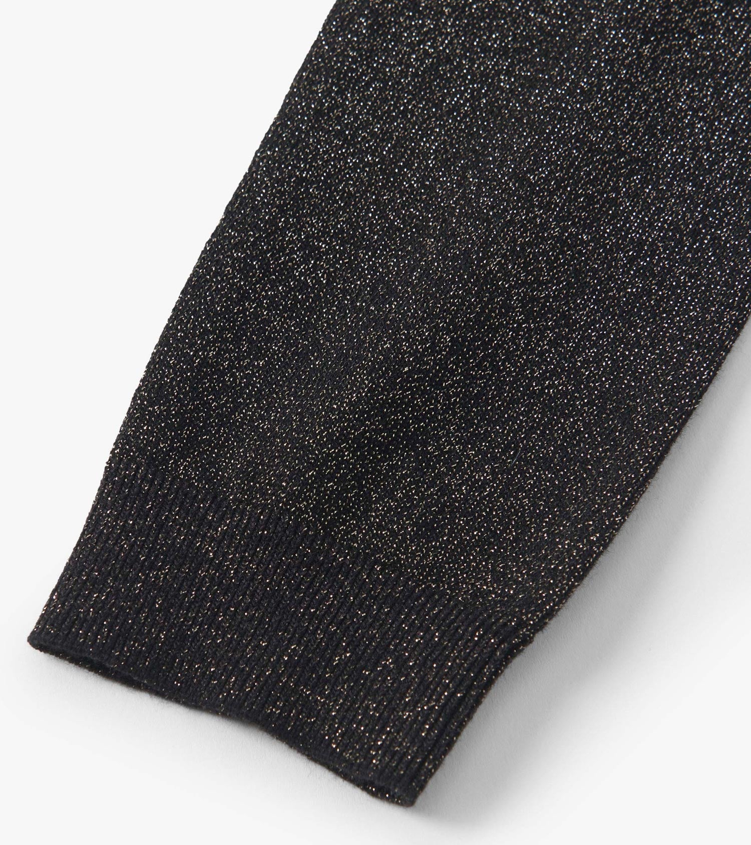 Black glitter leggings with a soft, stretchy fabric and ribbed cuffs, suitable for casual wear.
