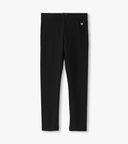 Black cozy leggings with a stretchy waistband, suitable for casual wear.