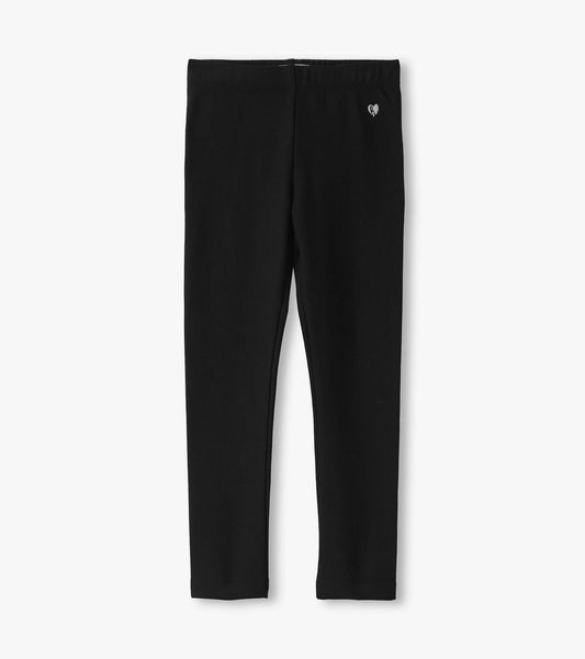 Black cozy leggings with a stretchy waistband, suitable for casual wear.