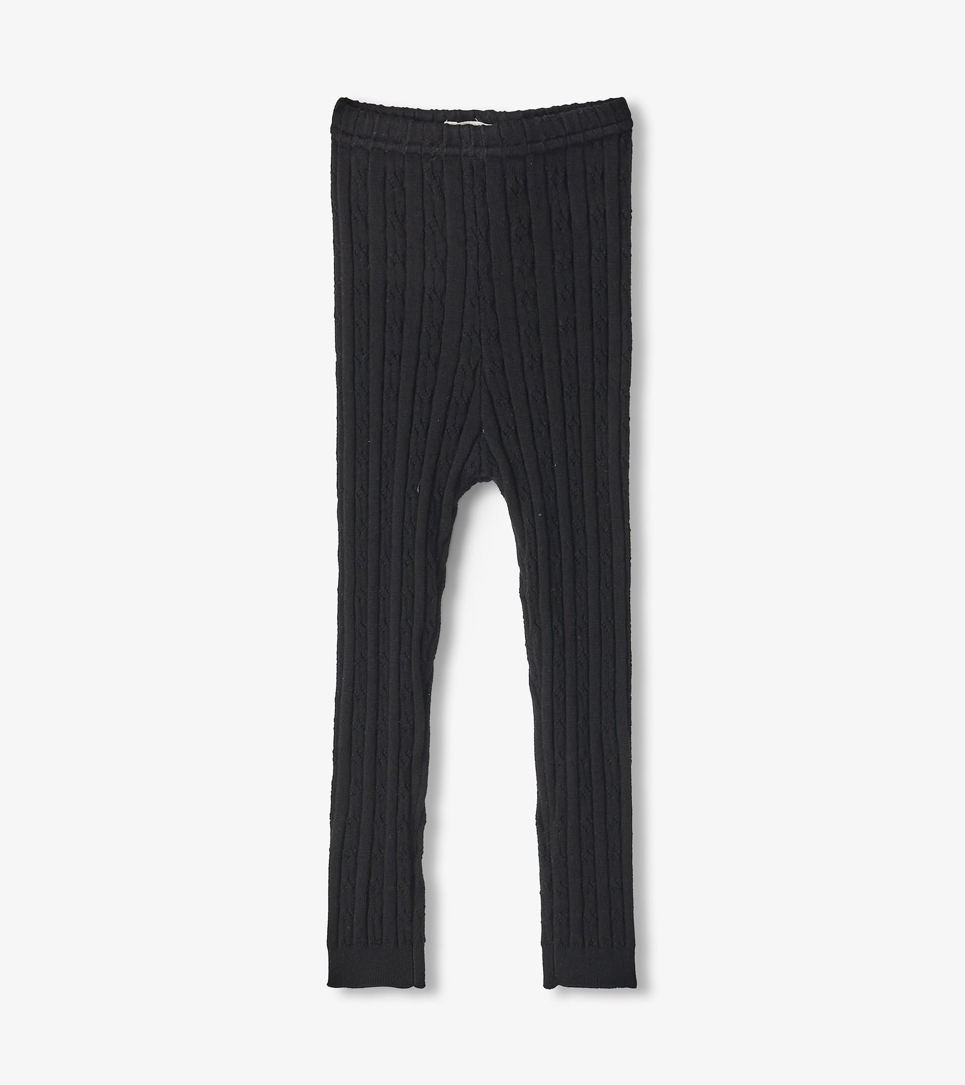 Baby Girls Black Cable Knit Leggings - Main Image
