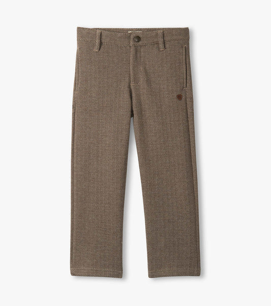 Boys Brown Sugar Herringbone Straight Leg Pants