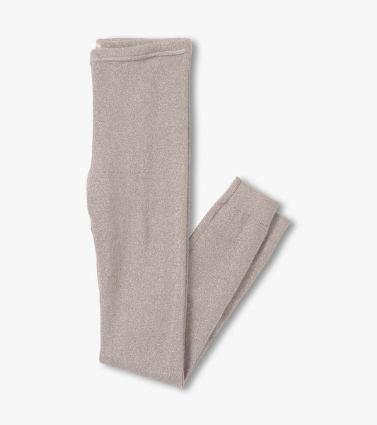 Girls Silver Shimmer Cable Knit Leggings