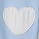 White heart outline on light blue fabric