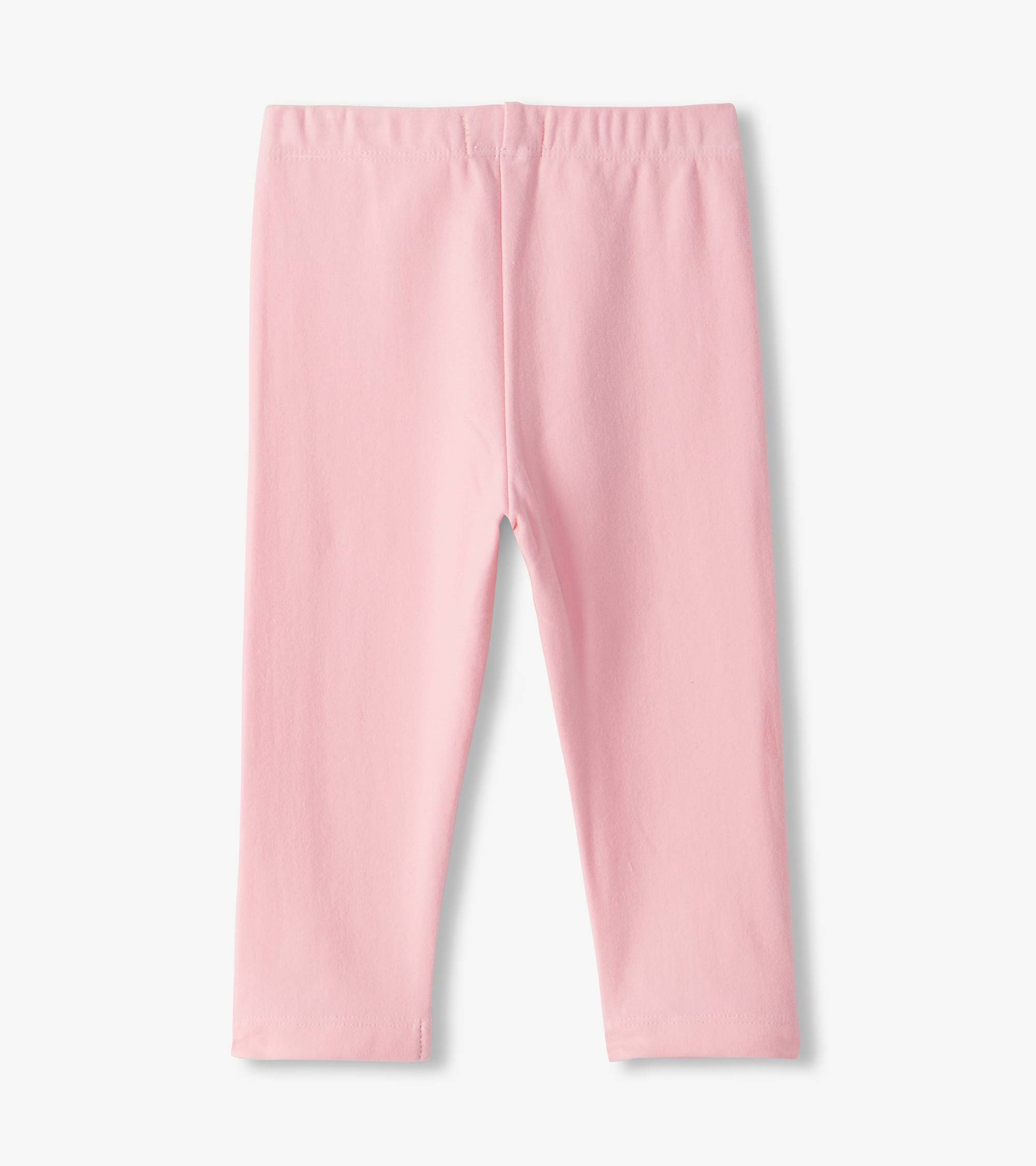 Back view of orchid pink infant leggings with elastic waistband
