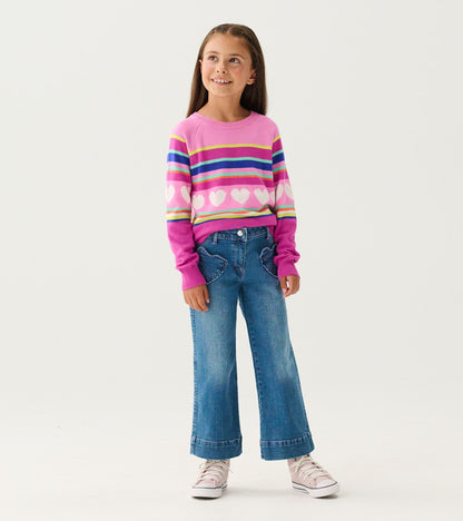 Pantalon extensible à jambe large en denim