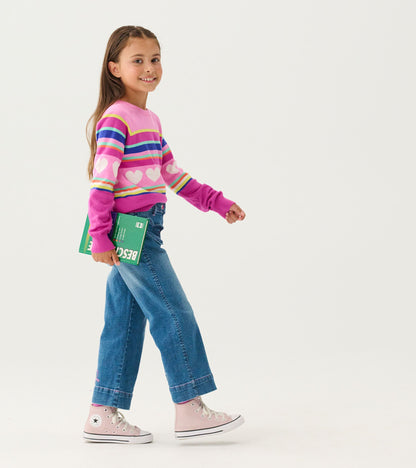 Pantalon extensible à jambe large en denim