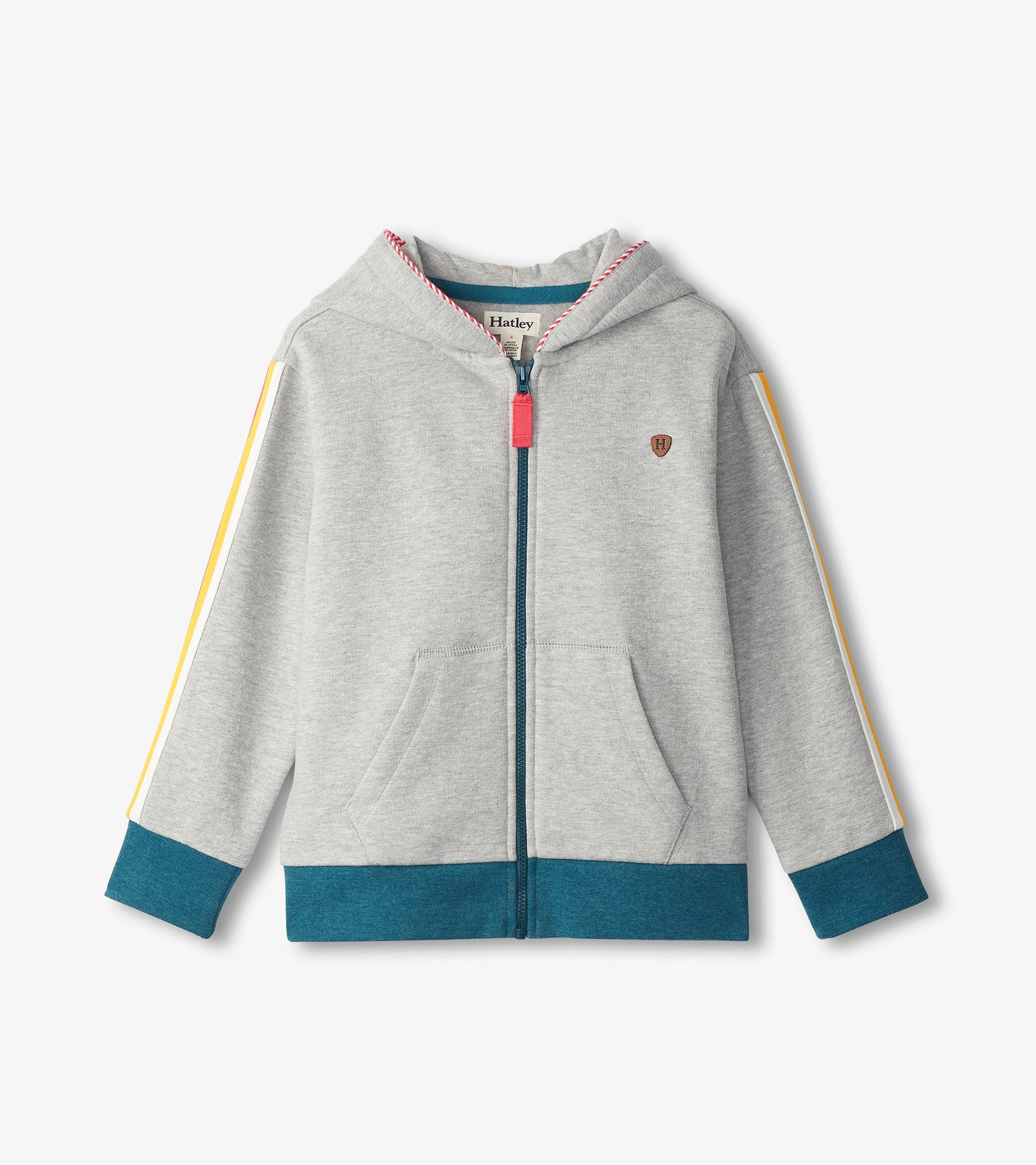 Boys Athletic Grey Zip-Up Hoodie - Main Image