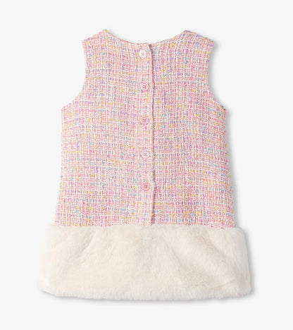 Baby & Toddler Girls Aurora Pink Tweed Faux Fur Trim Dress