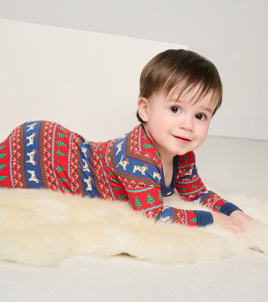 hatley Grenouillère en bambou – Bouledogues sur motif Fair Isle