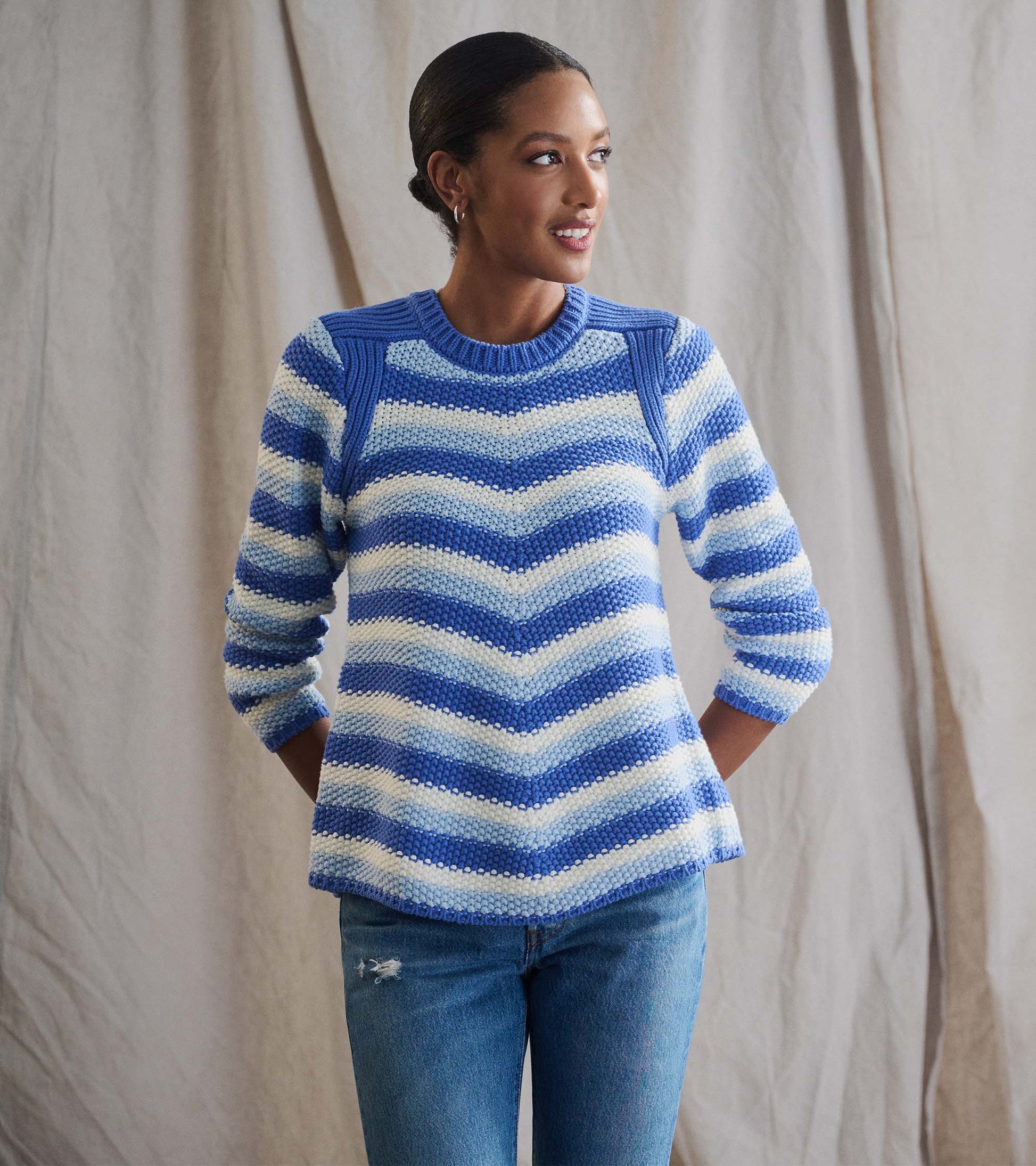 Chevron Swing Sweater Navy Blue - Main Image