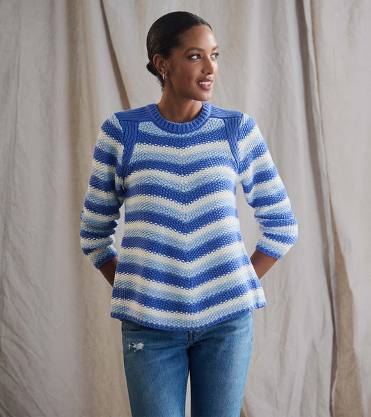 Pull à coupe trapèze et à motif chevron – Bleu marine