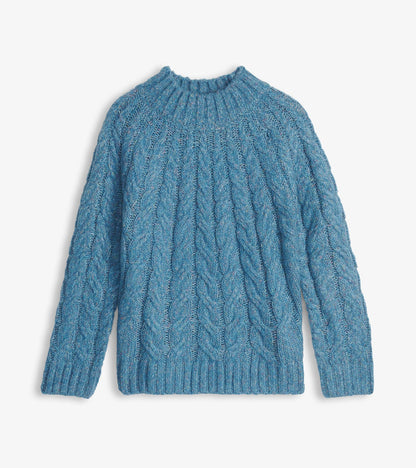 Pull en tricot torsadé Dylan - Bleu Mélange