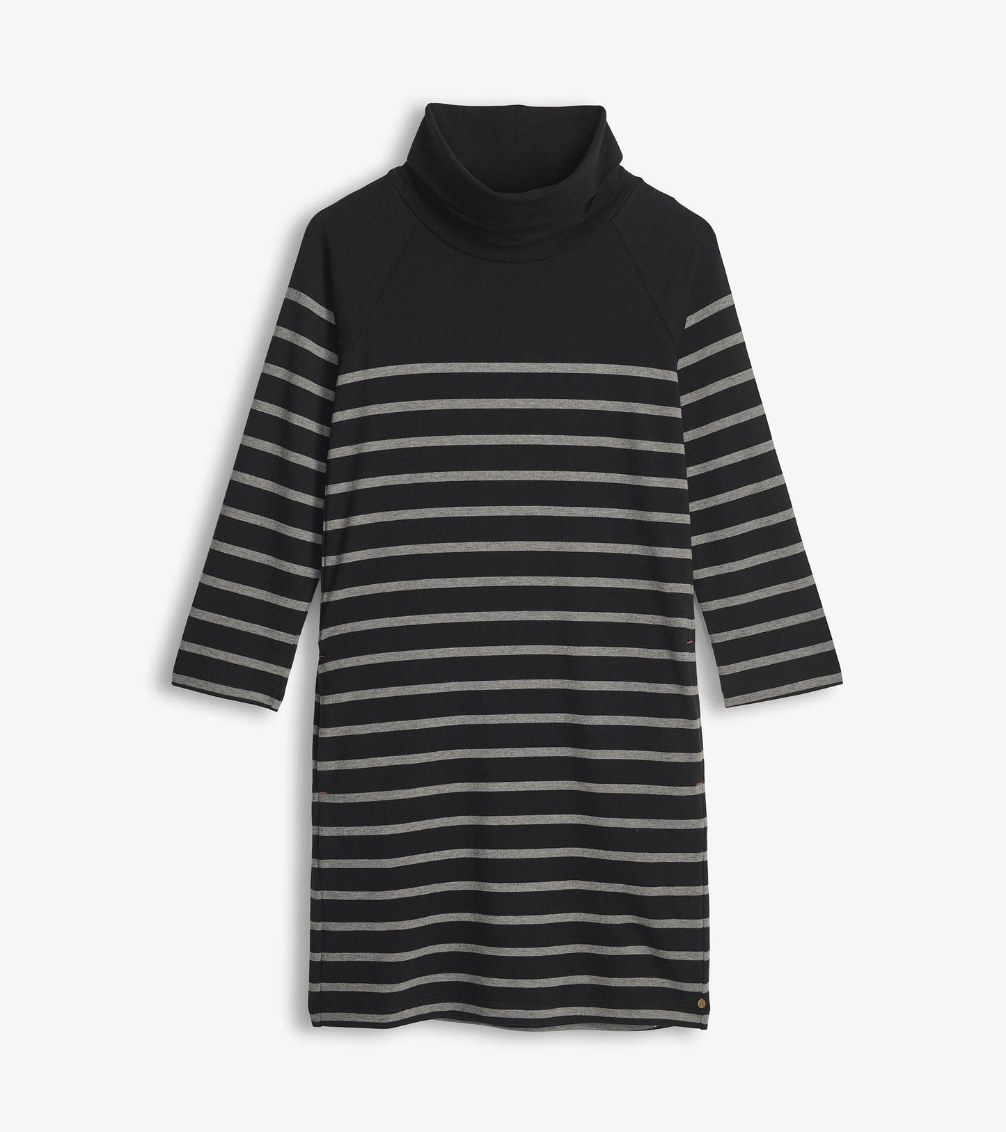 Robe Col Drapé - Rayures Caviar
