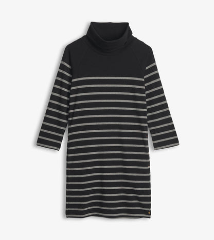 Robe Col Drapé - Rayures Caviar