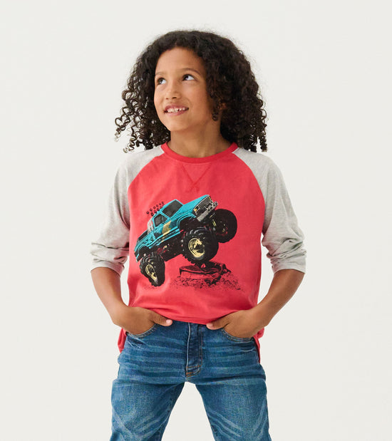 hatley T-shirt à manches longues raglan – Camion monstrueux