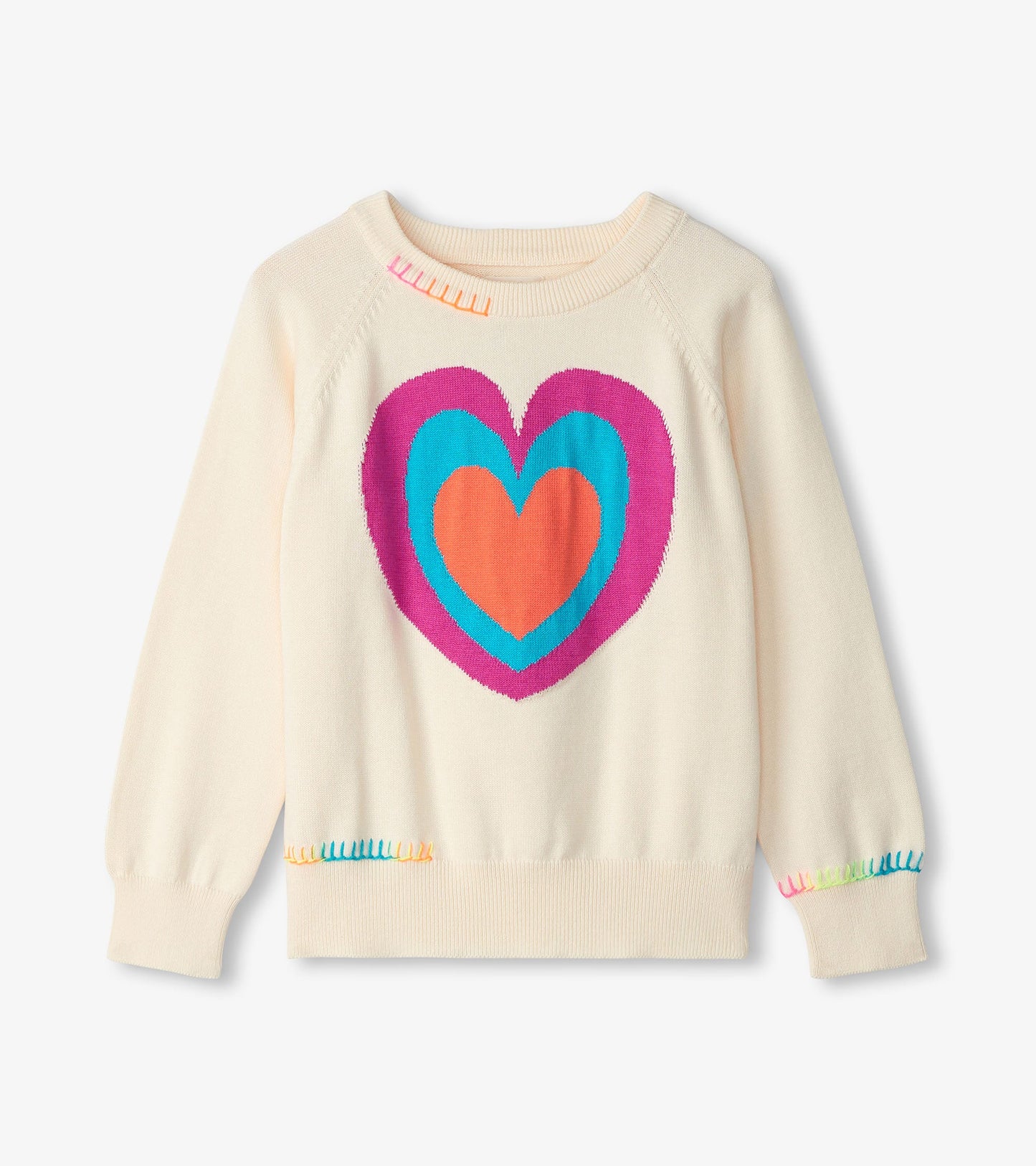 Pull à manches raglan – Cœurs superposés