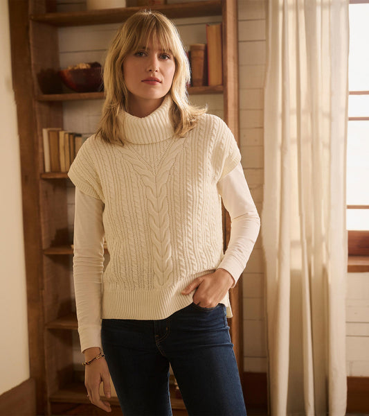 Gilet en tricot torsadé - Blanc hiver