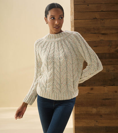 Dylan Cable Knit Sweater - Clear Rainbow