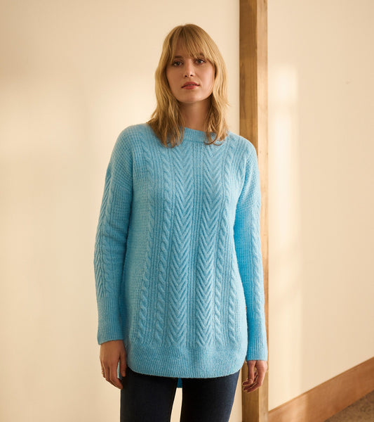Tunique en tricot torsadé - Bleu ciel clair