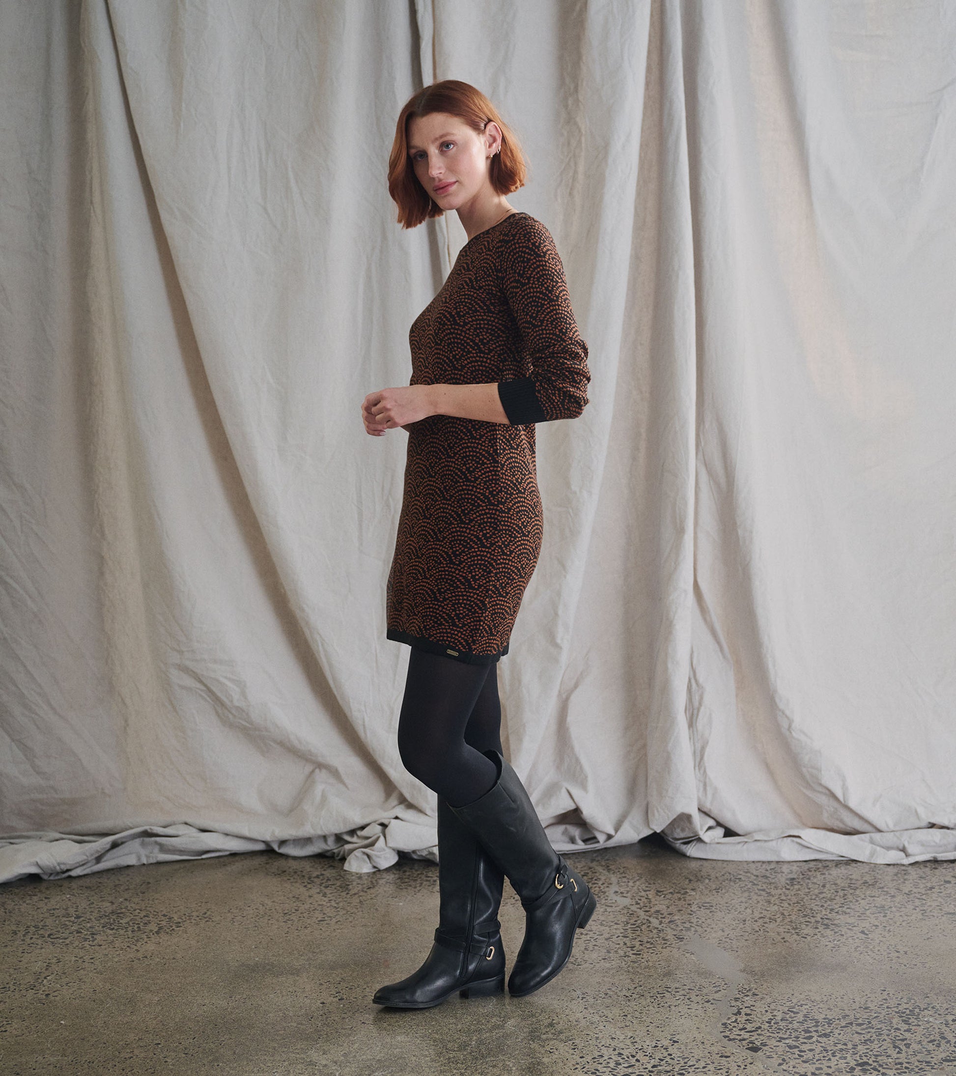 Abigail Sweater Dress - Art Deco Dots Abigail Sweater Dress - Art Deco Dots