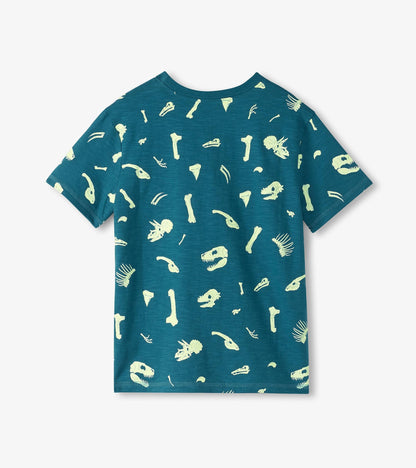 T-shirt à imprimé qui brille dans le noir – Fossiles de dinosaure
