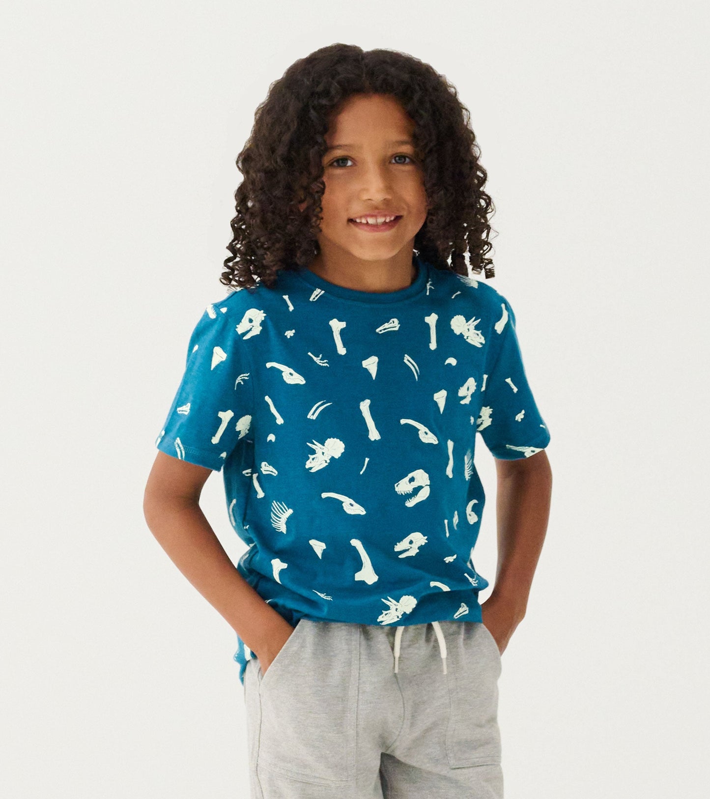 T-shirt à imprimé qui brille dans le noir – Fossiles de dinosaure