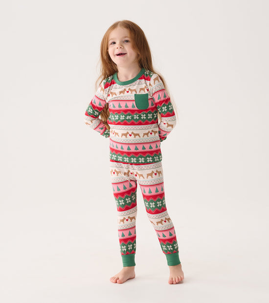hatley Pyjama en bambou – Cœurs et chiots sur motif Fair Isle