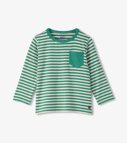 T-shirt à manches longues en bambou – Rayures des profondeurs marines
