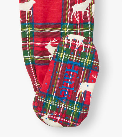 Grenouillère en coton – Wapitis sur motif écossais
