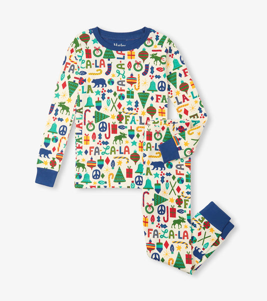 Pyjama – Airs de Noël, bordures bleues