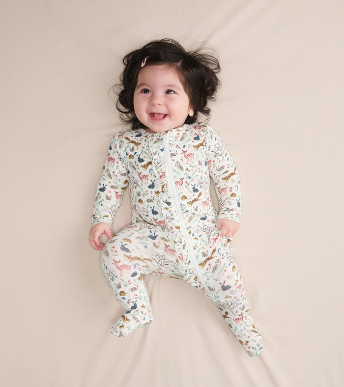 Hatley Ruffle Bum Bamboo Coverall - Happy Forest Hatley Ruffle Bum Bamboo Coverall - Happy Forest