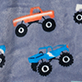 View Boys Monster Trucks Fuzzy Fleece Zip-Up Jacket - Orange and blue monster trucks on a dark background
